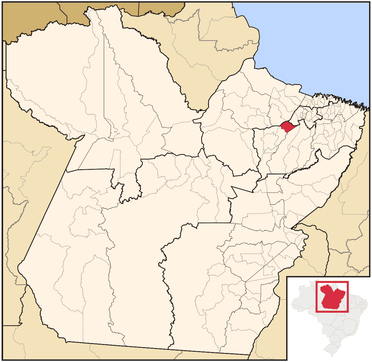 Mapa de localização do município de Abaetetuba dentro do estado do Pará