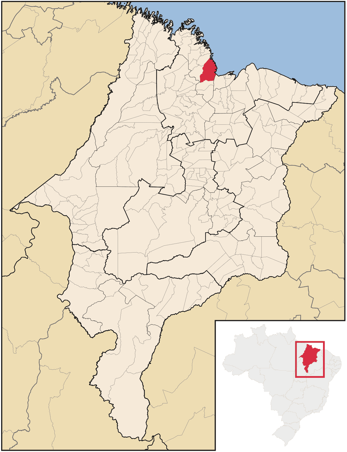 Mapa de localização do município de Alcântara dentro do estado do Maranhão