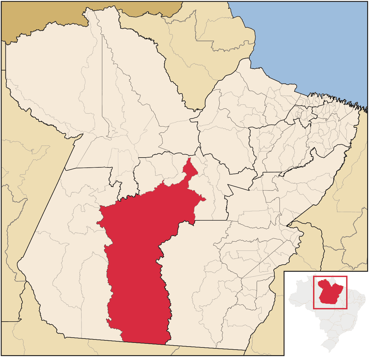 Mapa de localização do município de Altamira dentro do estado do Pará