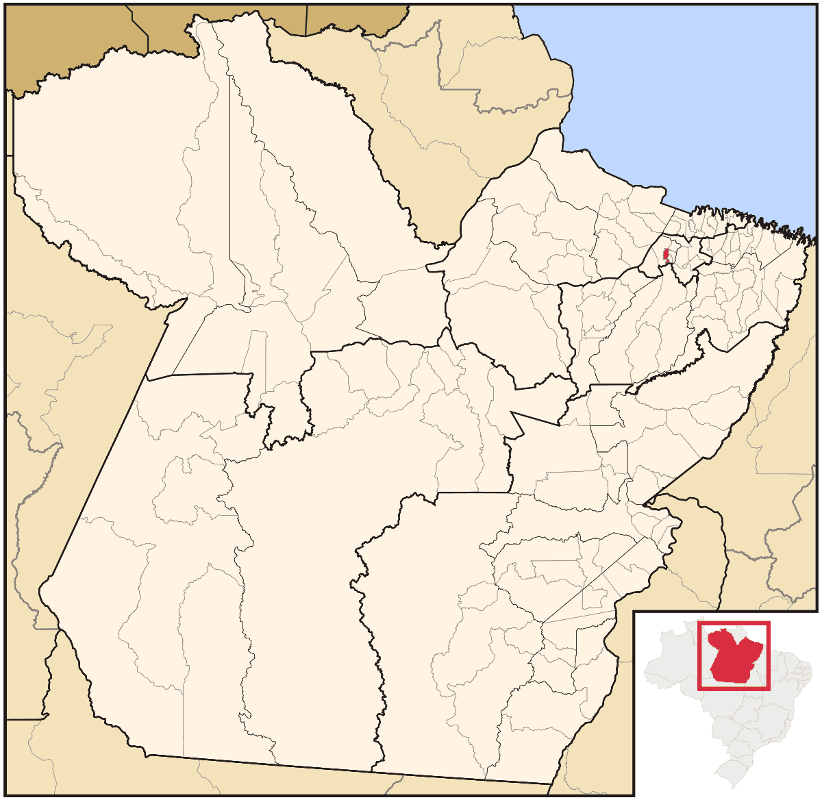 Mapa de localização do município de Ananindeua dentro do estado do Pará