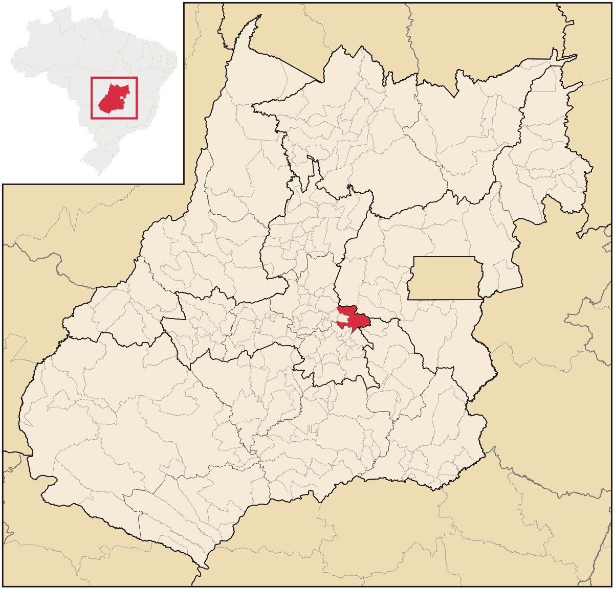 Mapa de localização do município de Anápolis dentro do estado de Goiás