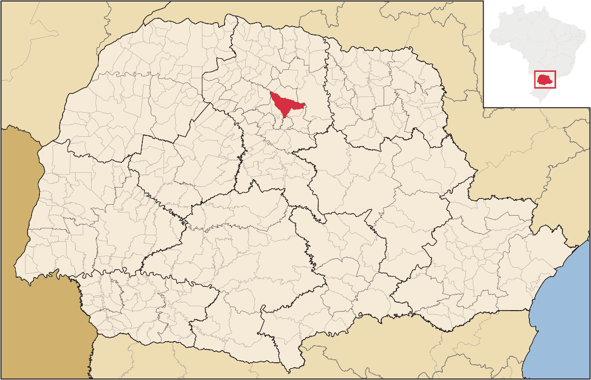 Mapa de localização do município de Apucarana dentro do estado do Paraná