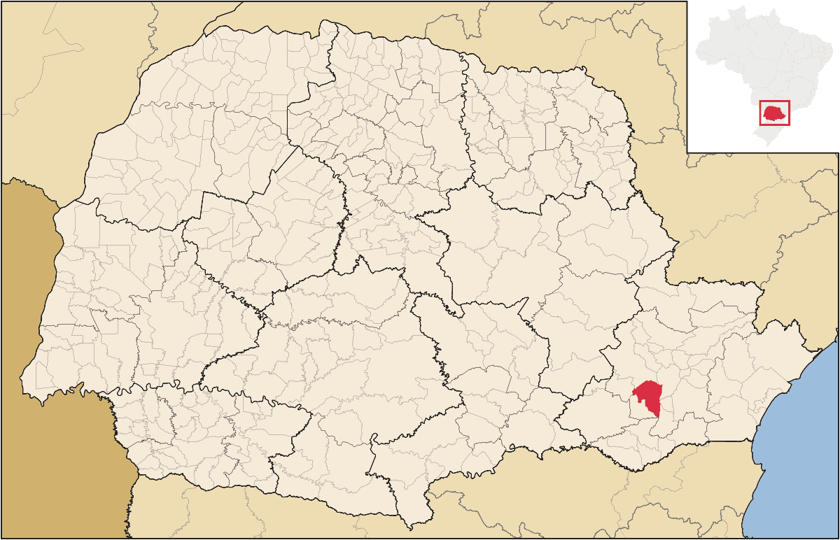 Mapa de localização do município de Araucária dentro do estado do Paraná