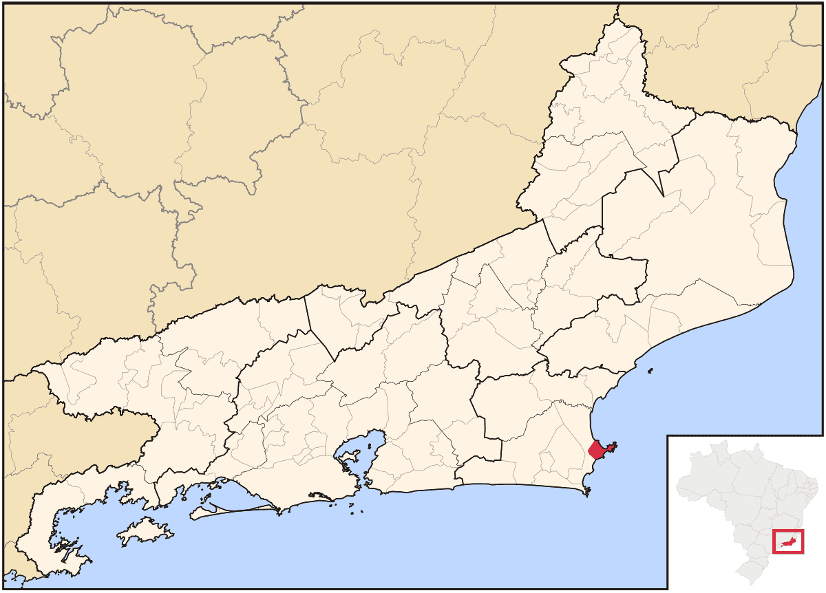Mapa de localização do município de Armação dos Búzios dentro do estado do Rio de Janeiro