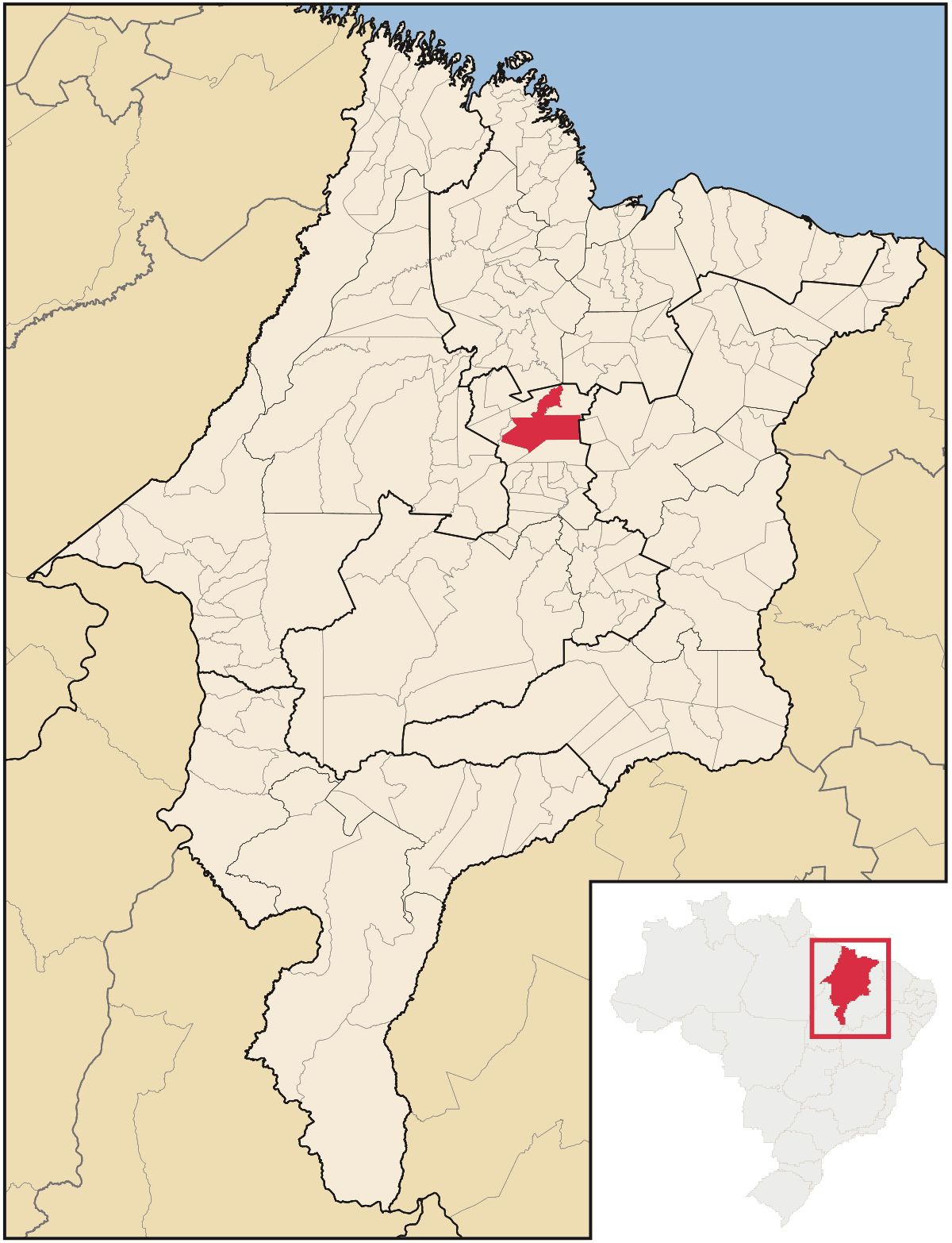 Mapa de localização do município de Bacabal dentro do estado do Maranhão