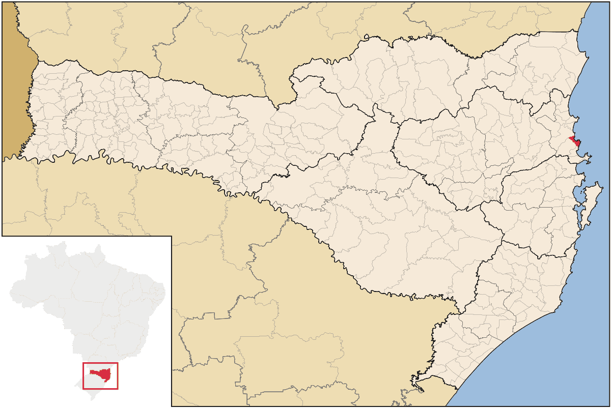 Mapa de localização do município de Balneário Camboriú dentro do estado de Santa Catarina