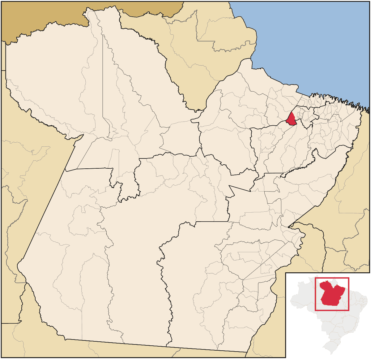 Mapa de localização do município de Barcarena dentro do estado do Pará
