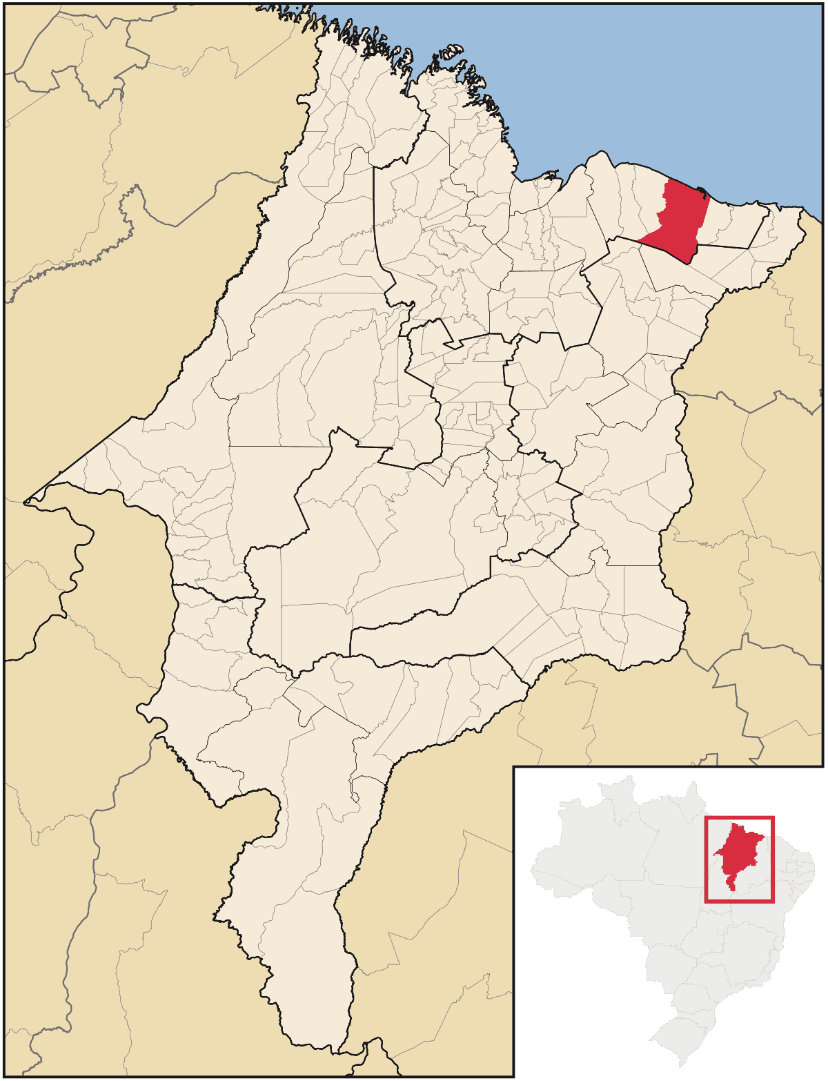 Mapa de localização do município de Barreirinhas dentro do estado do Maranhão