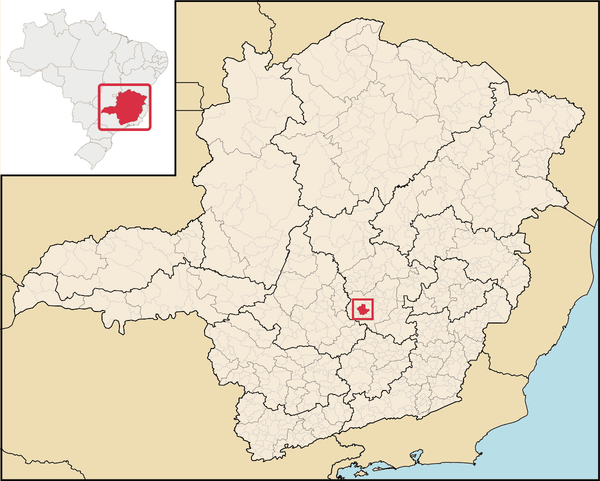 Mapa de Minas Gerais com o município de Betim destacado
