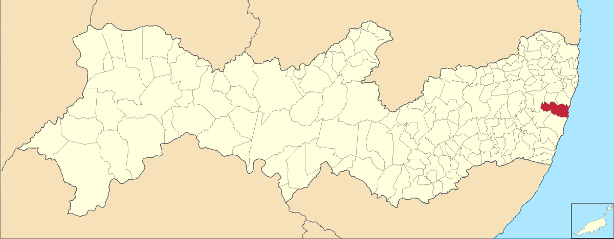 Mapa de Pernambuco com a localização do município de Cabo de Santo Agostinho