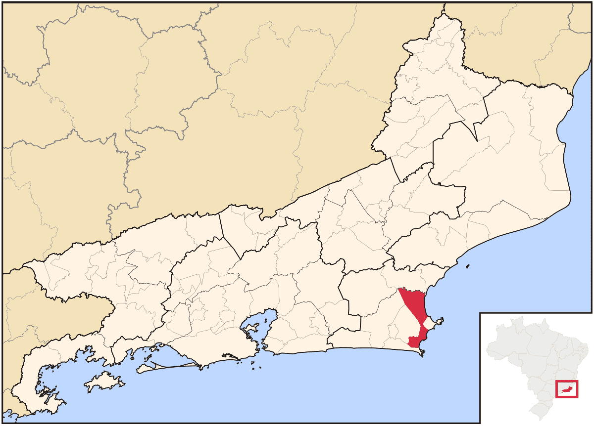 Mapa de localização do município de Cabo Frio dentro do estado do Rio de Janeiro