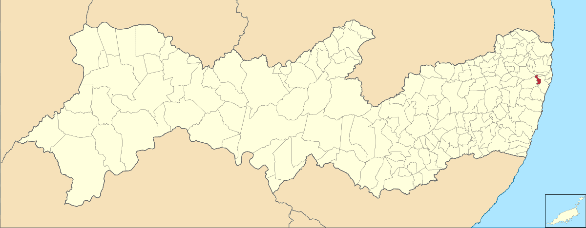 Mapa de localização do município de Camaragibe dentro do estado de Pernambuco