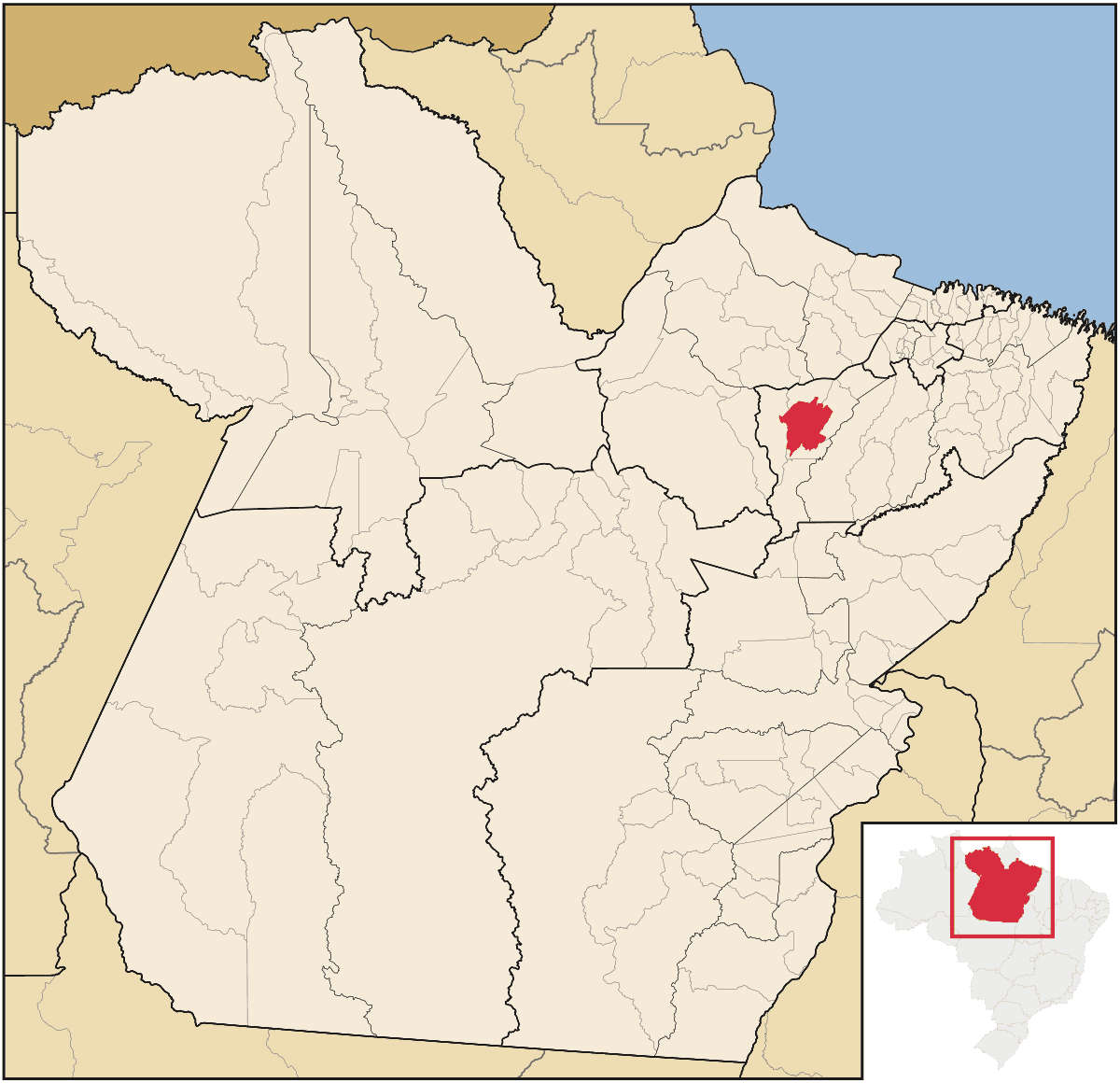 Mapa de localização do município de Cametá dentro do estado do Pará