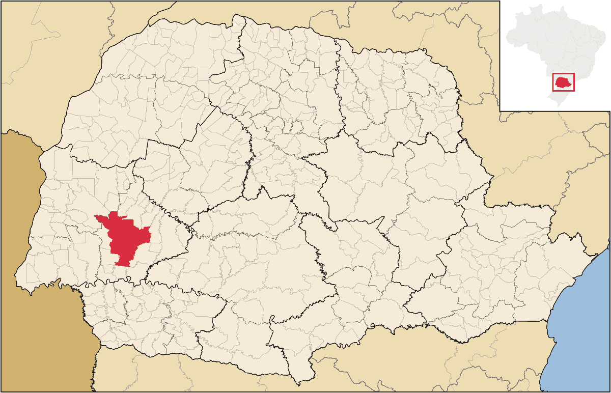 Mapa de localização do município de Cascavel dentro do estado do Paraná