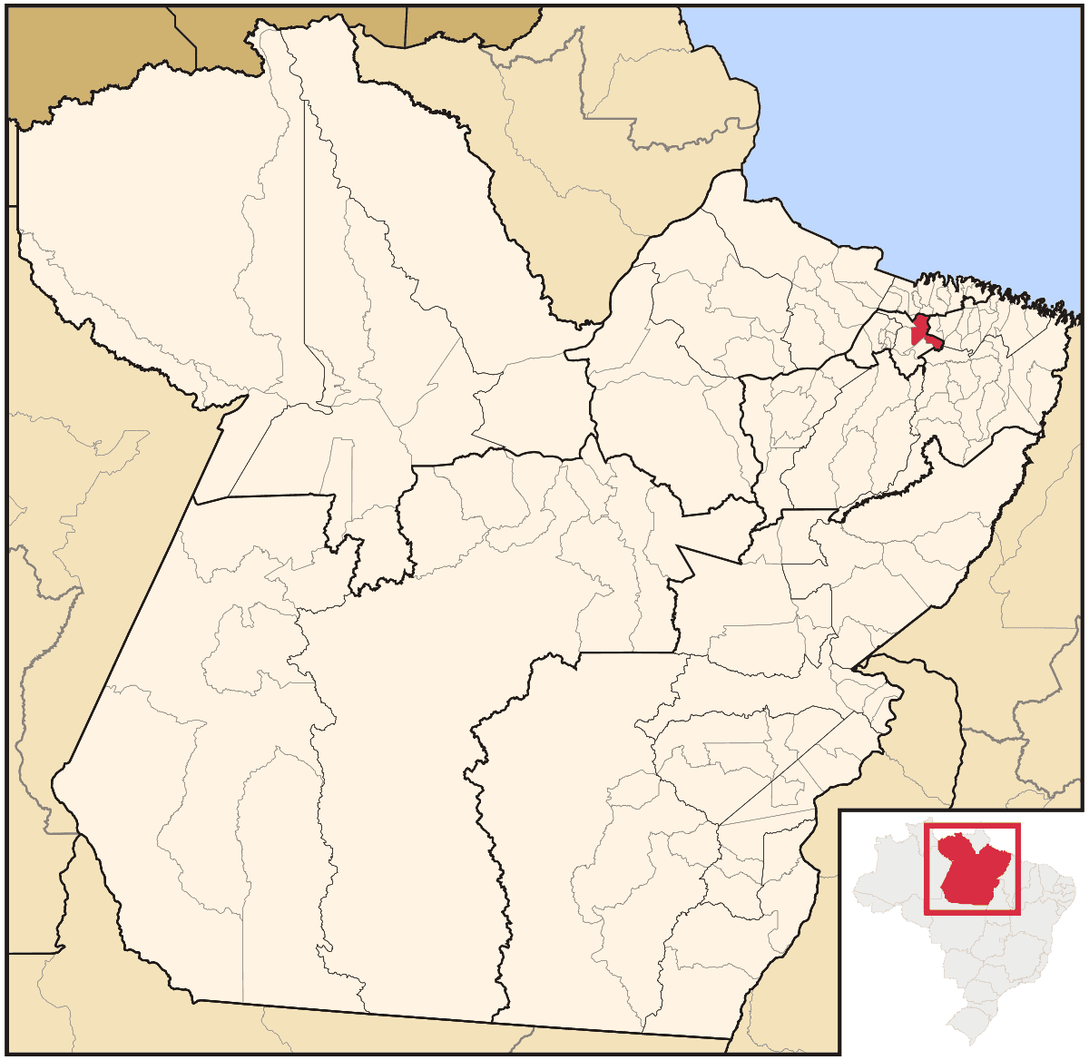Mapa de localização do município de Castanhal dentro do estado do Pará