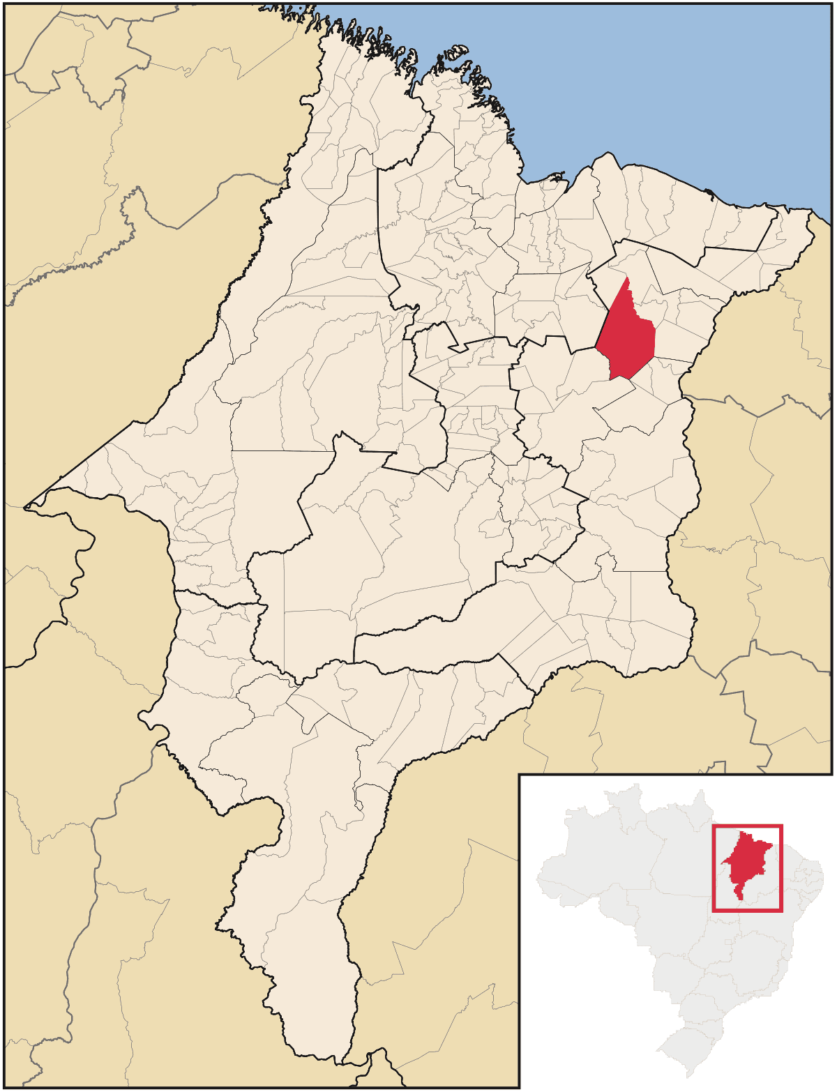 Mapa de localização do município de Chapadinha dentro do estado do Maranhão