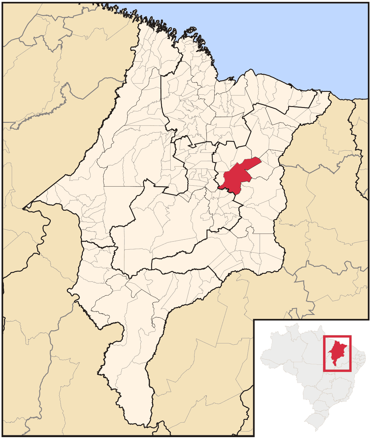Mapa de localização do município de Codó dentro do estado do Maranhão