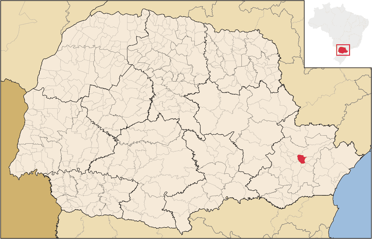 Mapa de localização do município de Colombo dentro do estado do Paraná