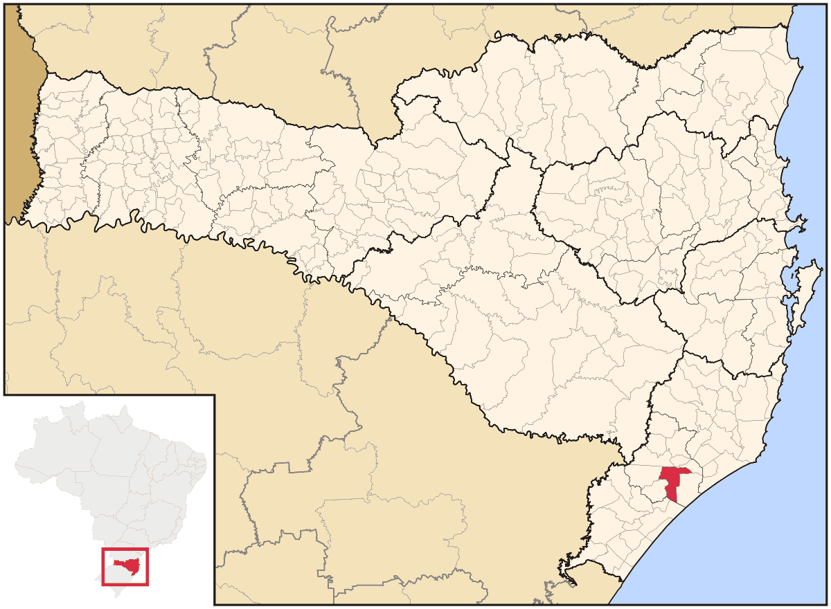 Mapa de localização do município de Criciúma dentro do estado de Santa Catarina