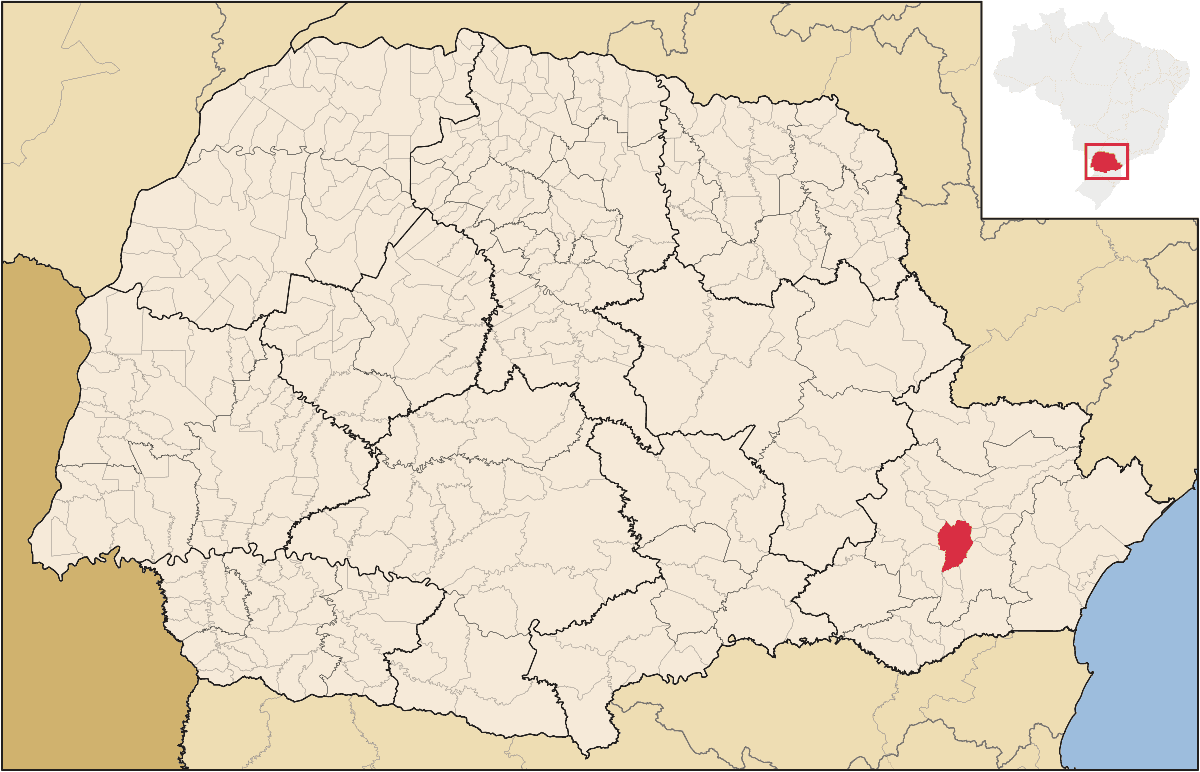 Mapa de localização do município de Curitiba dentro do estado do Paraná