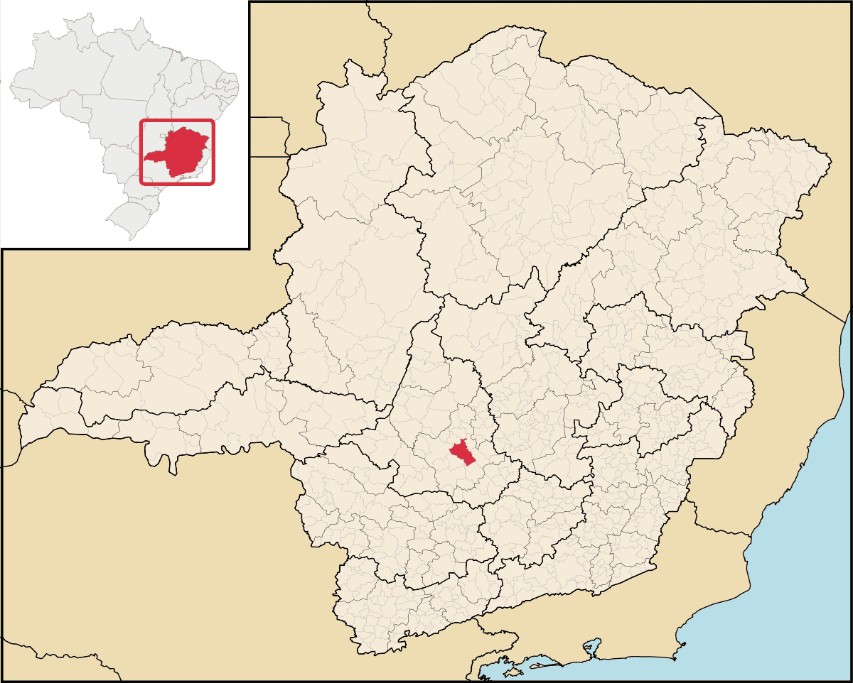 Mapa de localização do município de Divinópolis dentro do estado de Minas Gerais