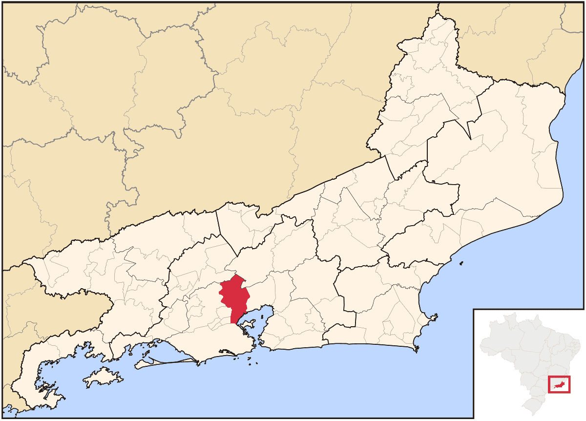 Mapa de localização do município de Duque de Caxias dentro do estado do Rio de Janeiro