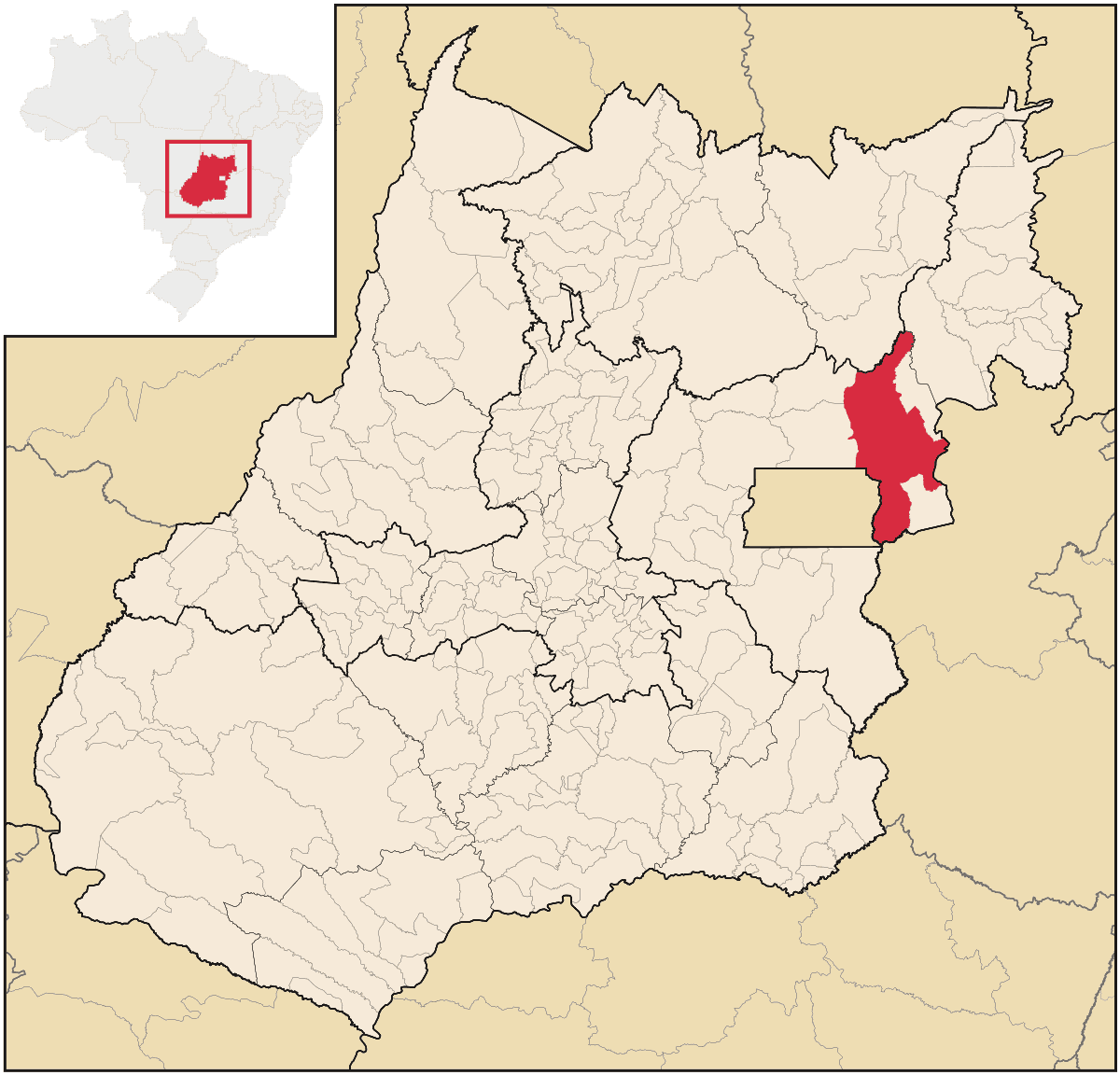 Mapa de localização do município de Formosa dentro do estado de Goiás