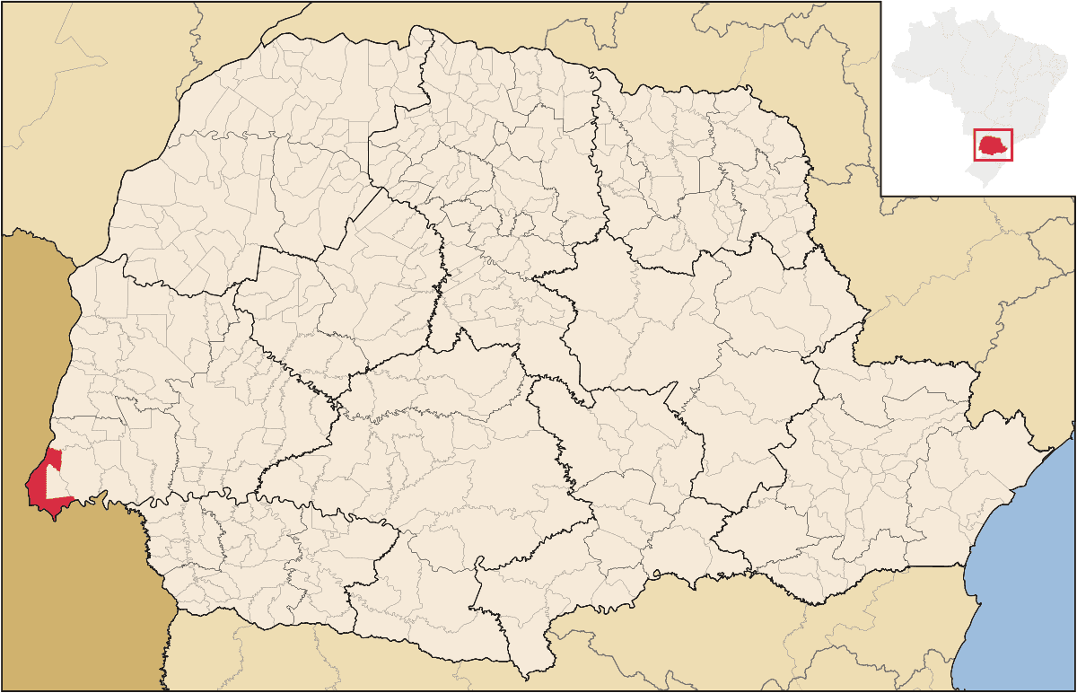 Mapa de localização do município de Foz do Iguaçu dentro do estado do Paraná