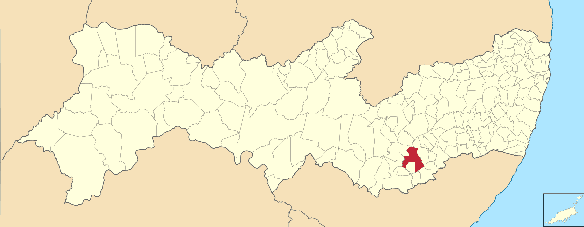 Mapa de localização do município de Garanhuns dentro do estado de Pernambuco