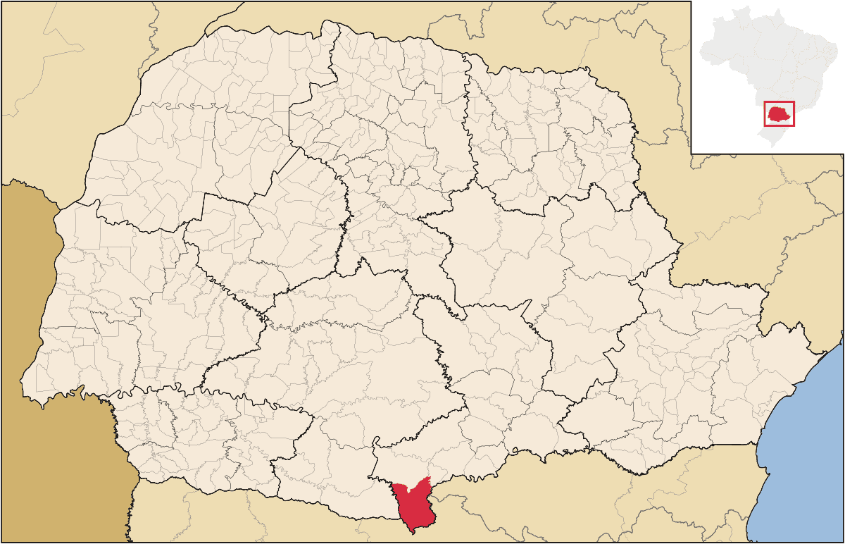 Mapa de localização do município de General Carneiro dentro do estado do Paraná