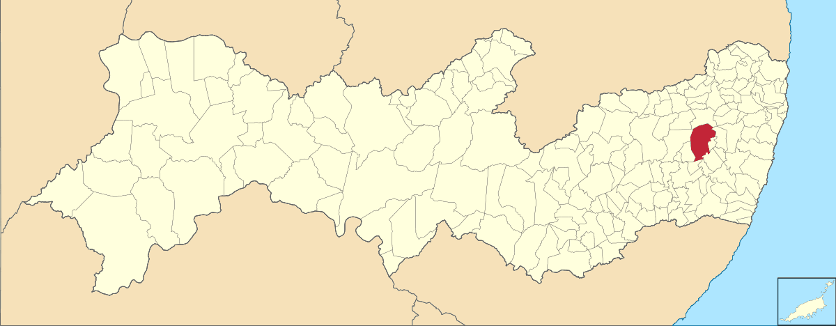 Mapa de localização do município de Gravatá dentro do estado de Pernambuco