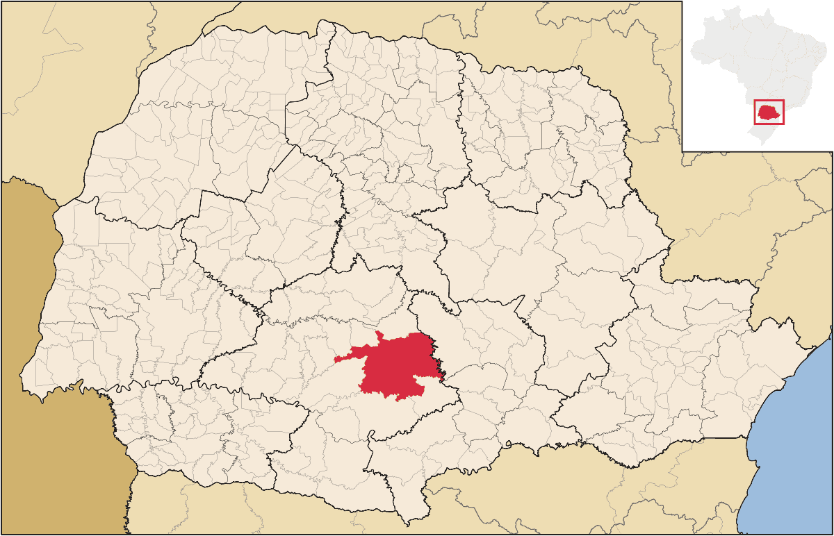 Mapa de localização do município de Guarapuava dentro do estado do Paraná