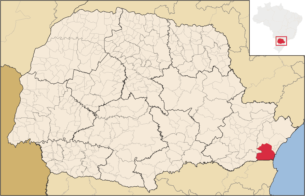 Mapa de localização do município de Guaratuba dentro do estado do Paraná