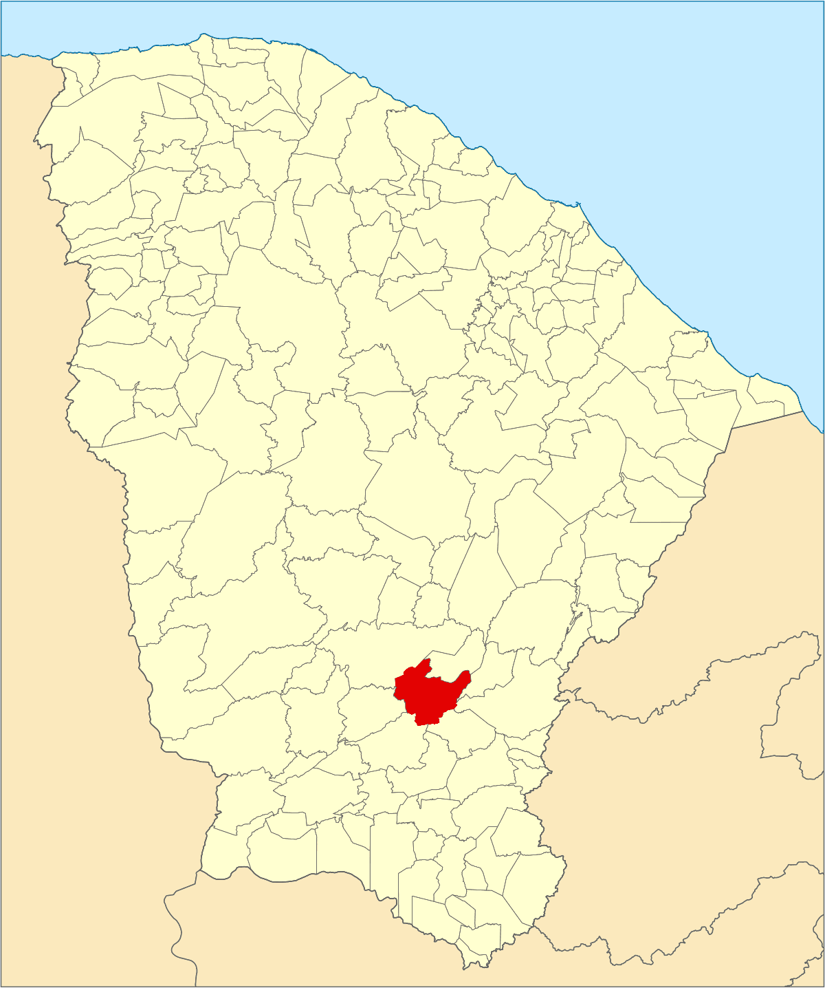 Mapa de localização do município de Iguatu dentro do estado do Ceará