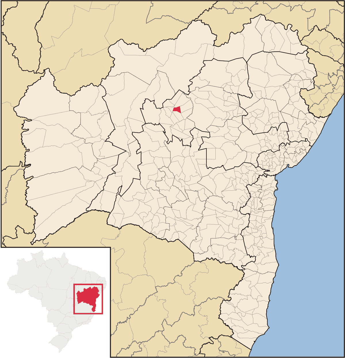 Mapa de localização do município de Irecê dentro do estado da Bahia