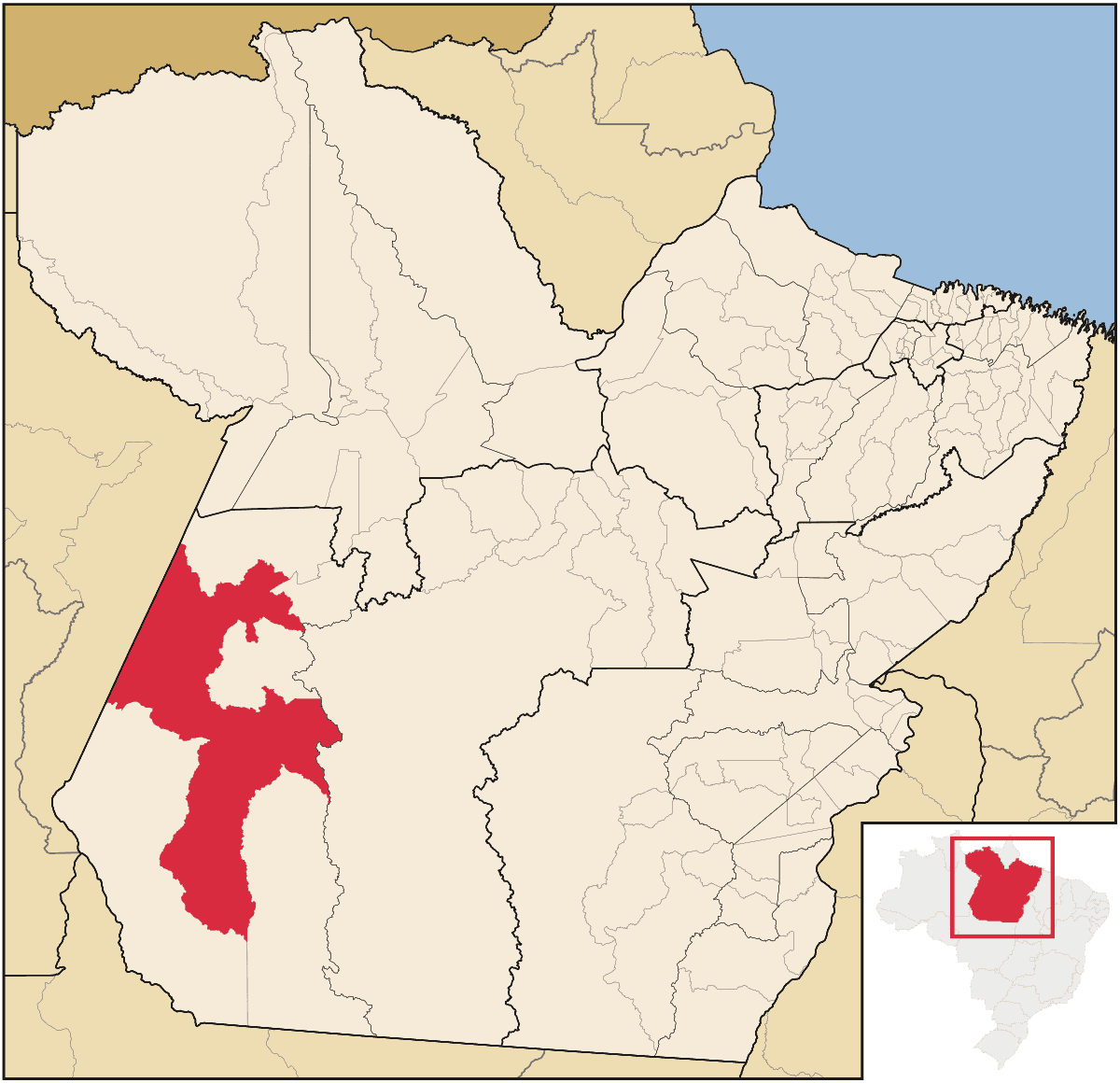 Mapa de localização do município de Itaituba dentro do estado do Pará