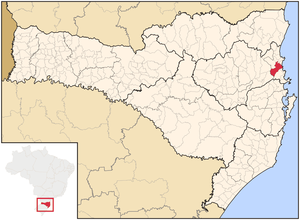Mapa de localização do município de Itajaí dentro do estado de Santa Catarina