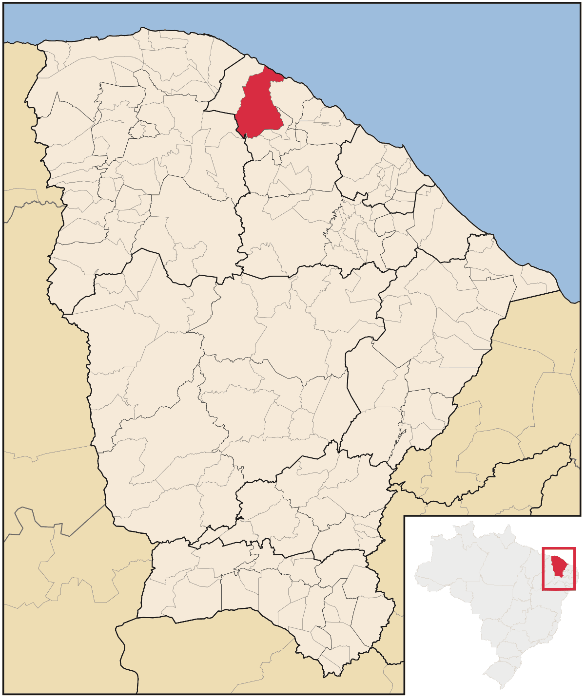 Mapa de localização do município de Itapipoca dentro do estado do Ceará