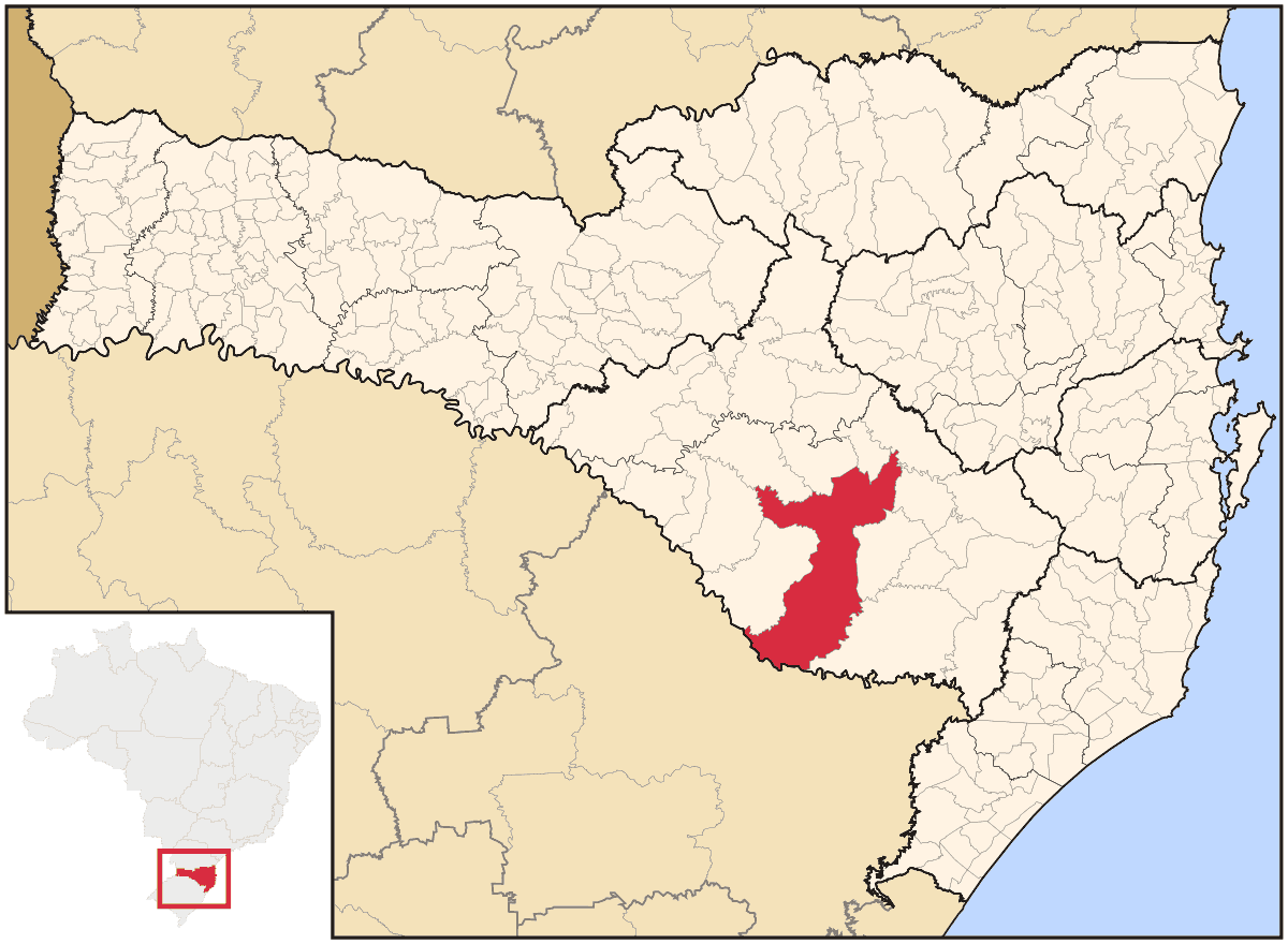 Mapa de localização do município de Lages dentro do estado de Santa Catarina