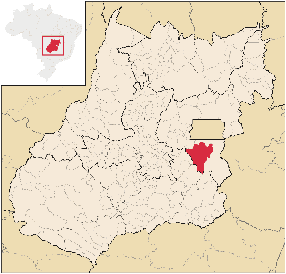 Mapa de localização do município de Luziânia dentro do estado de Goiás