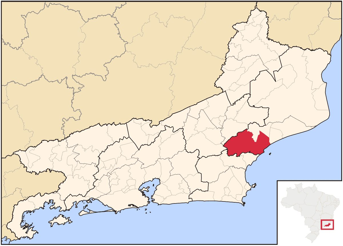 Mapa de localização do município de Macaé dentro do estado do Rio de Janeiro