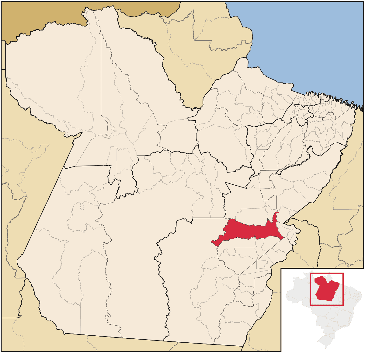 Mapa de localização do município de Marabá dentro do estado do Pará