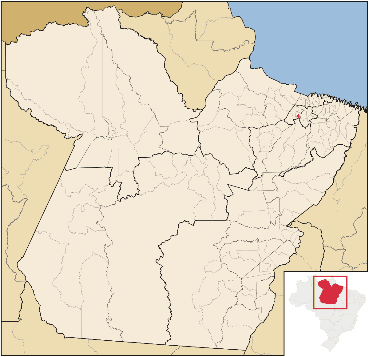 Mapa de localização do município de Marituba dentro do estado do Pará