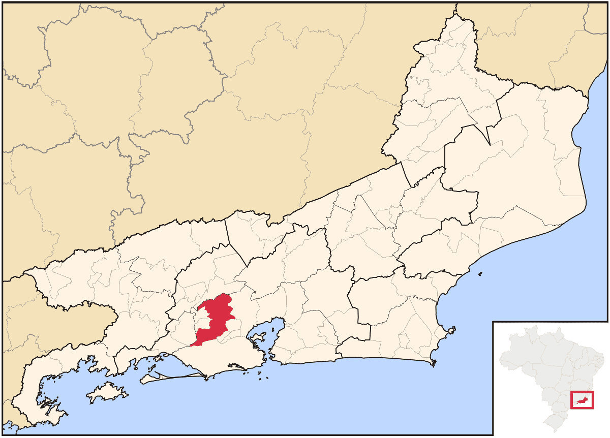 Mapa de localização do município de Nova Iguaçu dentro do estado do Rio de Janeiro