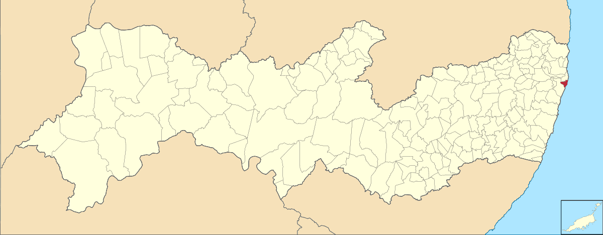 Mapa de localização do município de Olinda dentro do estado de Pernambuco