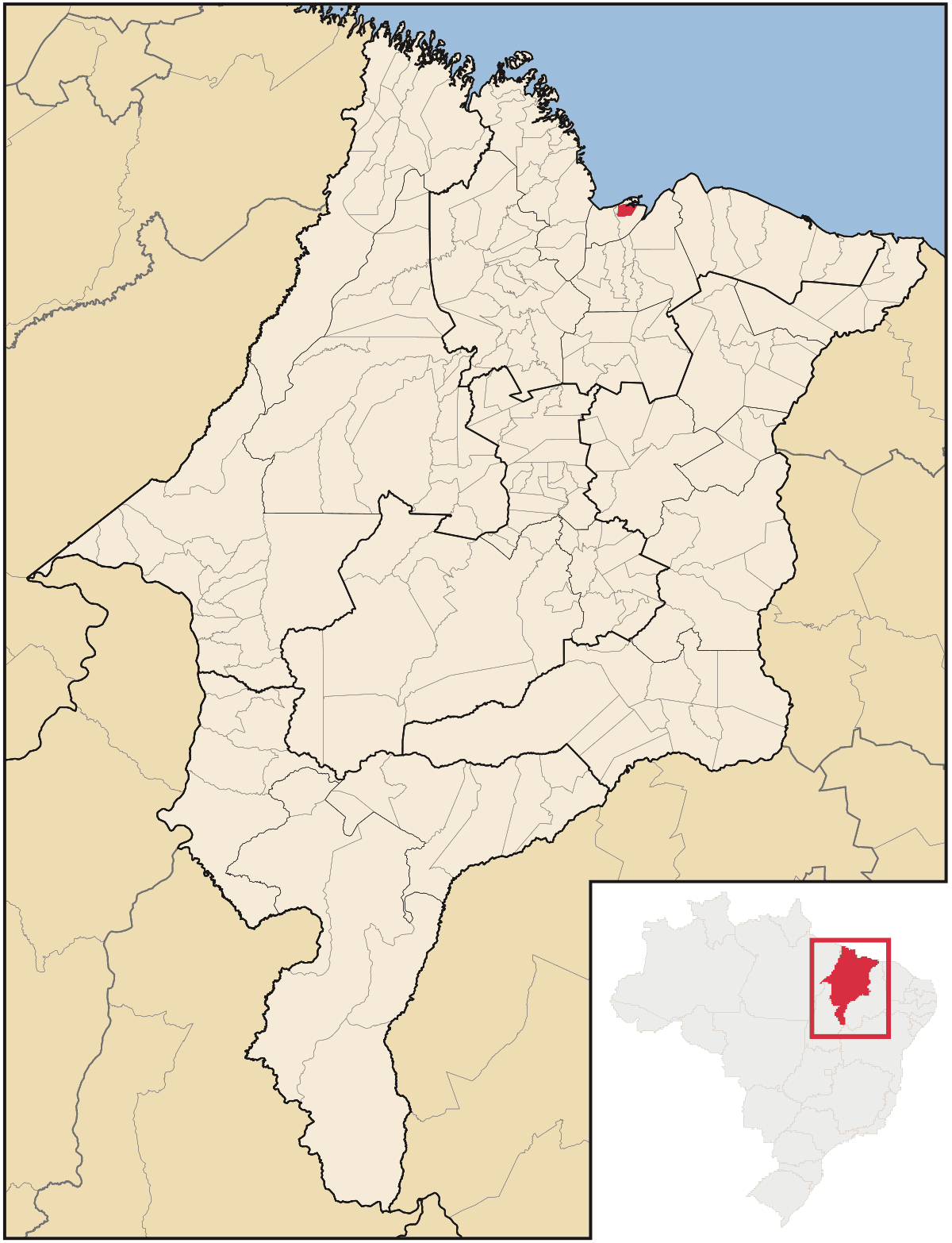 Mapa de localização do município de Paço do Lumiar dentro do estado do Maranhão