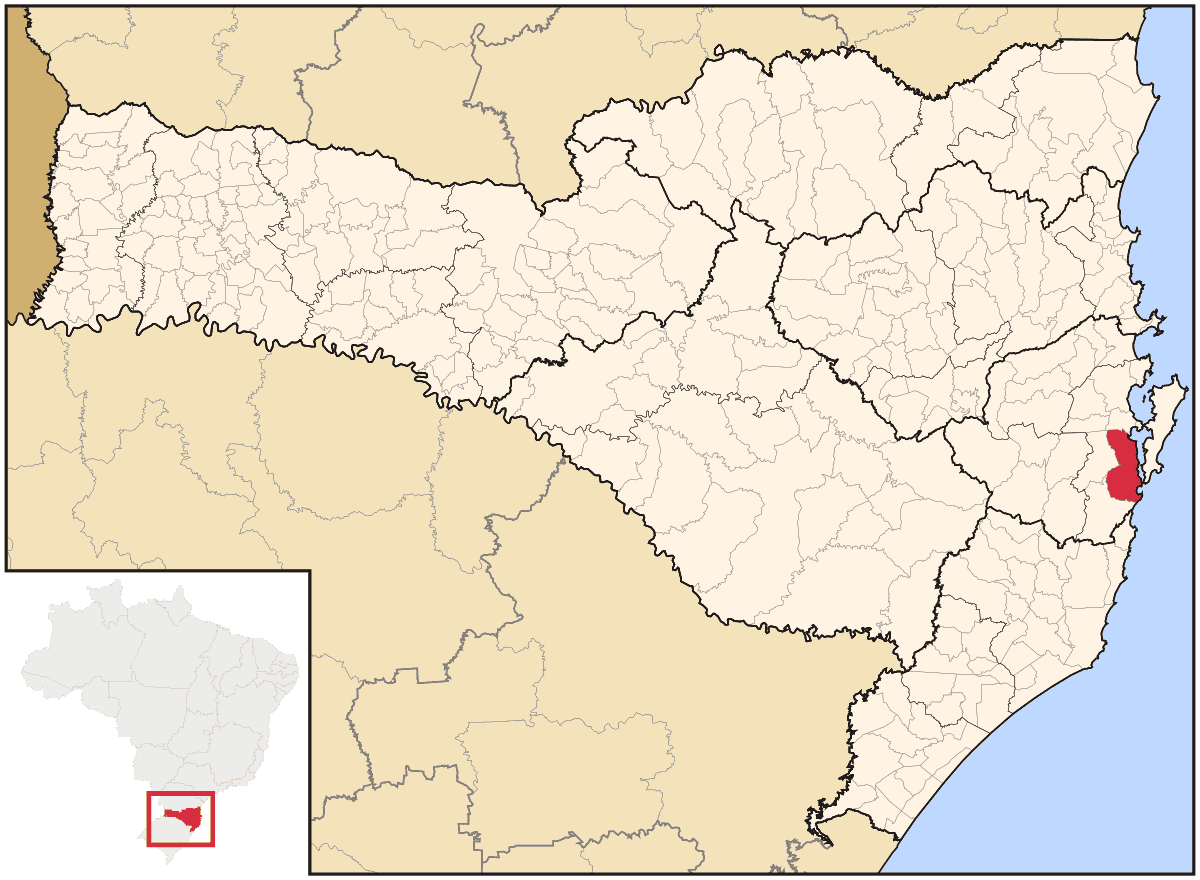 Mapa de localização do município de Palhoça dentro do estado de Santa Catarina