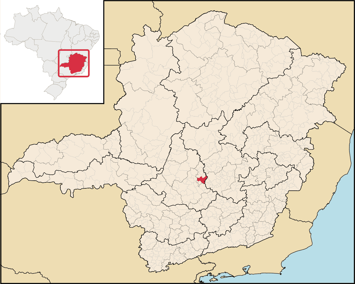 Mapa de localização do município de Pará de Minas dentro do estado de Minas Gerais