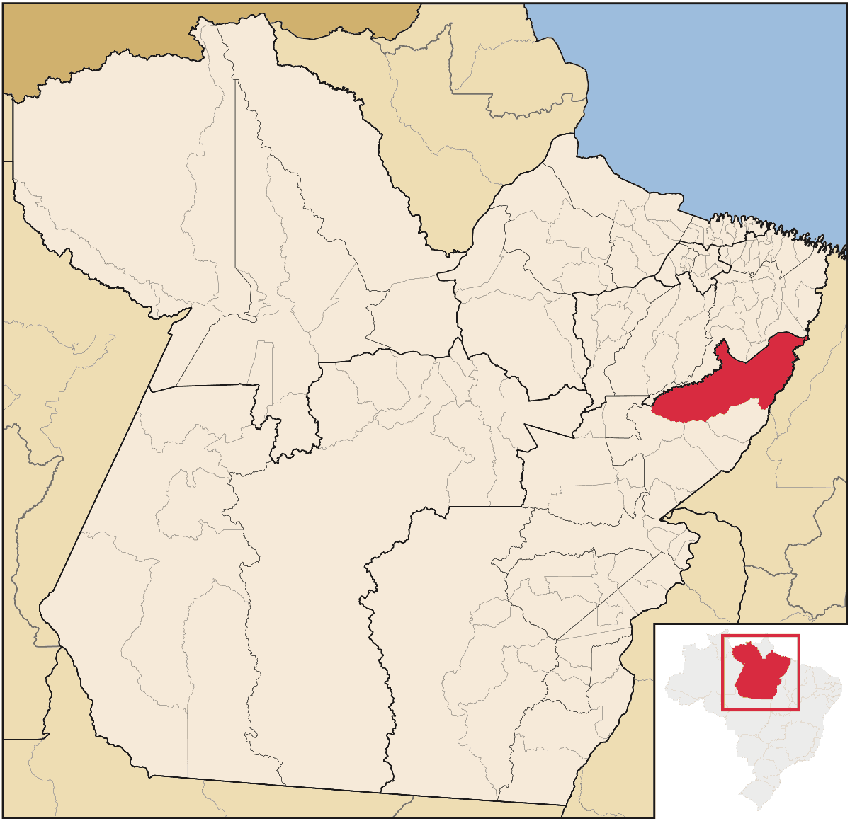 Mapa de localização do município de Paragominas dentro do estado do Pará