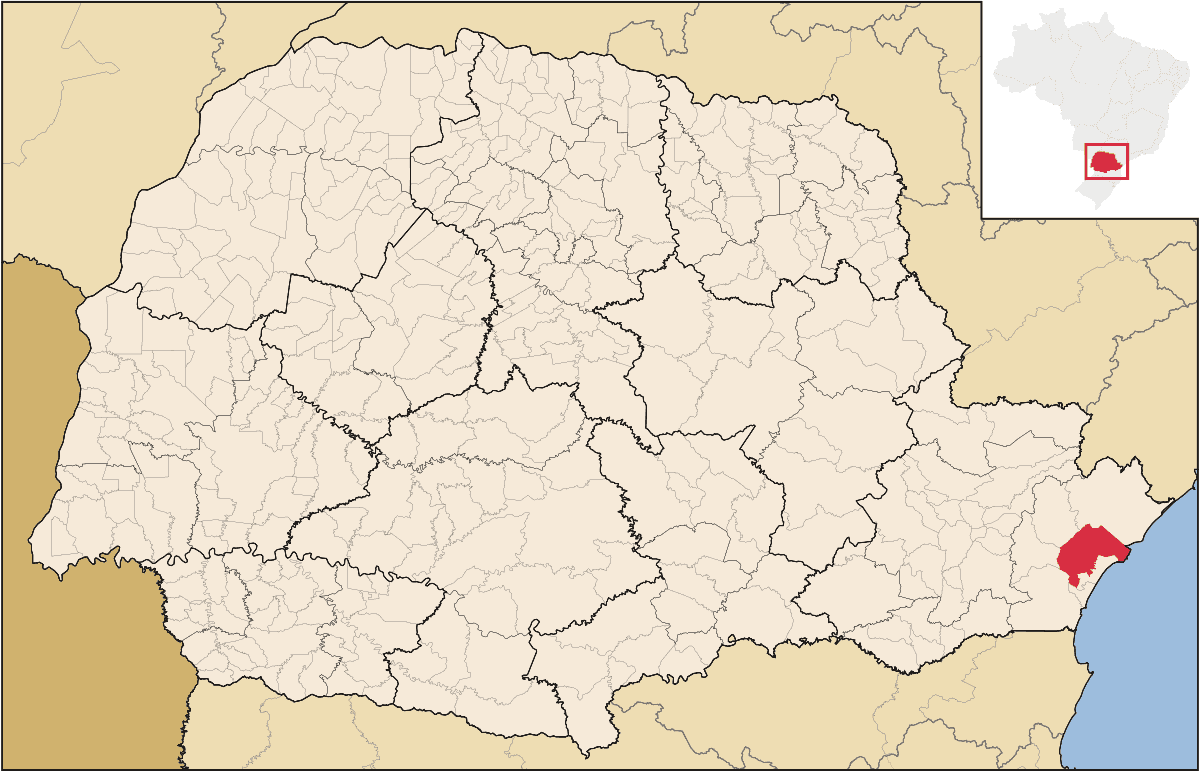 Mapa de localização do município de Paranaguá dentro do estado do Paraná